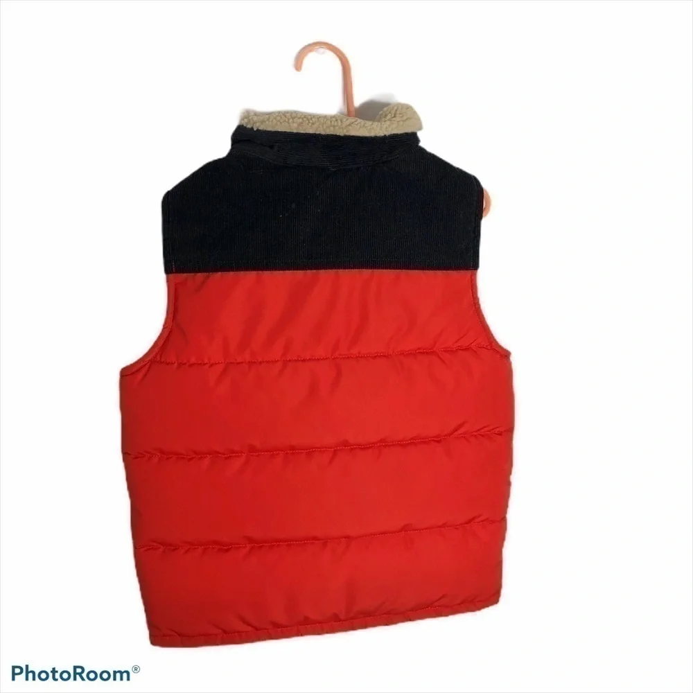Carters Kids Puffer Vest Full Zip Sz 6 Black Red Faux Shearling Lined Kids Boys